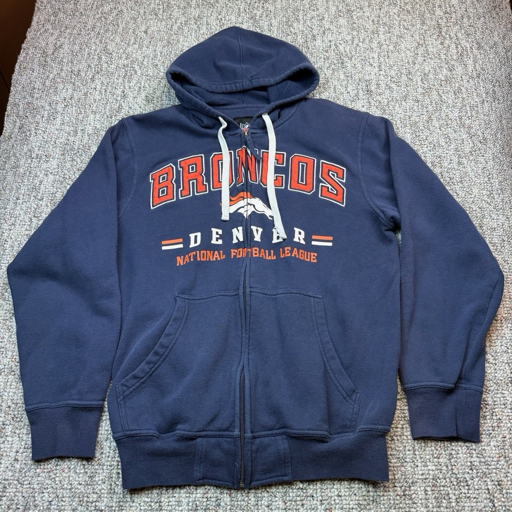 NFL Denver Broncos Jacket Mens Small Coat Full Zip Football Sports G-lll Blue